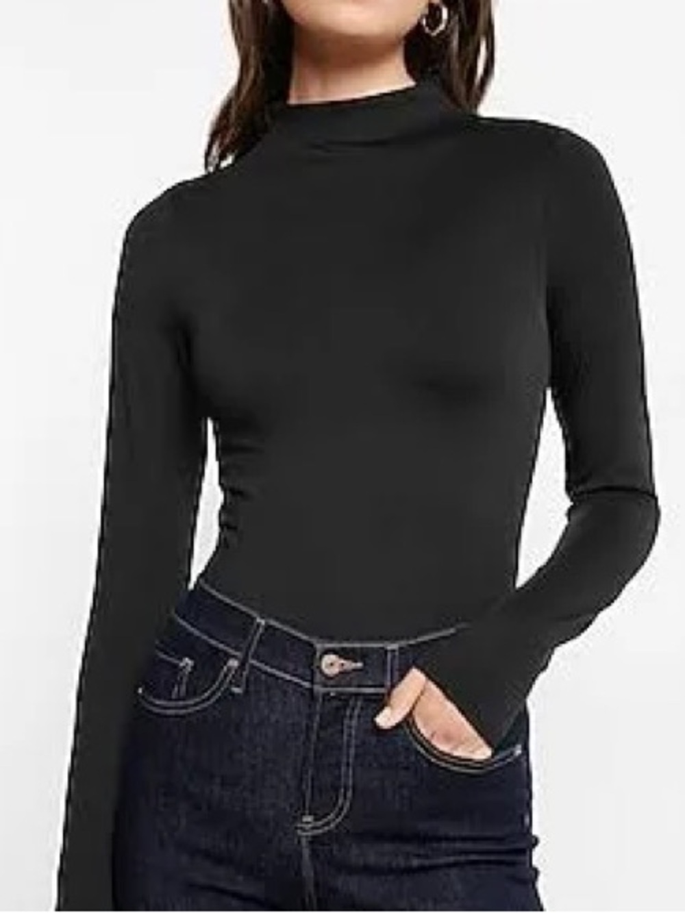 Express Body-contour Mock-Neck Long-Sleeve Top